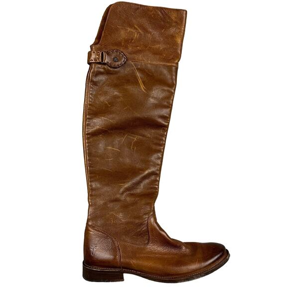 Frye Size 7.5 Womens Brown Leather Shirley OTK Over the Knee Riding Boots - Picture 1 of 13